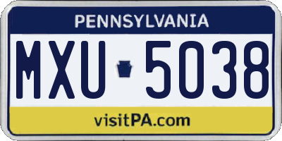 PA license plate MXU5038