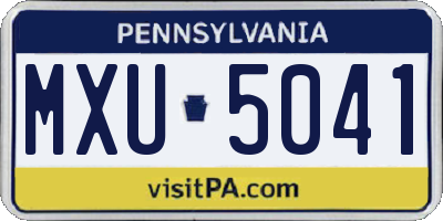 PA license plate MXU5041
