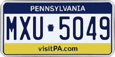PA license plate MXU5049