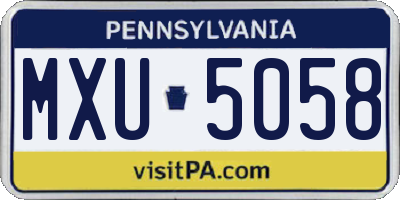 PA license plate MXU5058