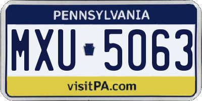 PA license plate MXU5063