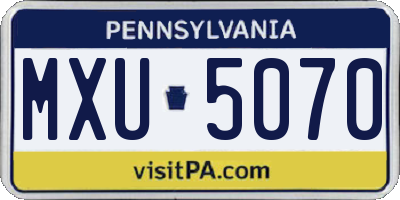 PA license plate MXU5070