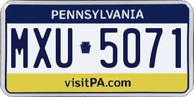 PA license plate MXU5071