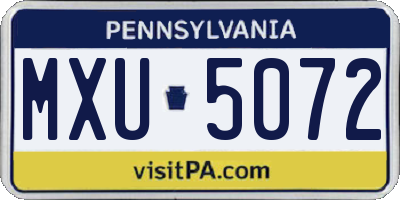 PA license plate MXU5072