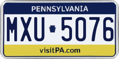 PA license plate MXU5076