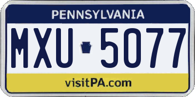 PA license plate MXU5077