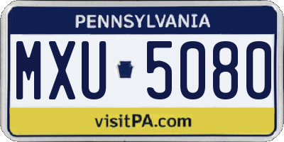 PA license plate MXU5080