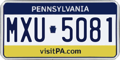 PA license plate MXU5081