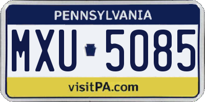 PA license plate MXU5085