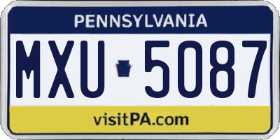 PA license plate MXU5087