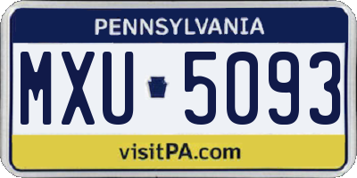 PA license plate MXU5093