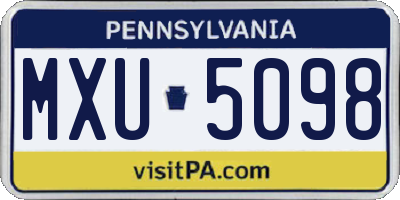 PA license plate MXU5098