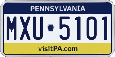 PA license plate MXU5101