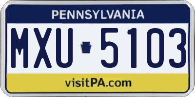 PA license plate MXU5103