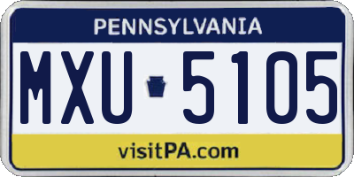 PA license plate MXU5105