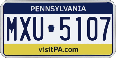 PA license plate MXU5107
