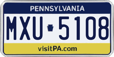 PA license plate MXU5108