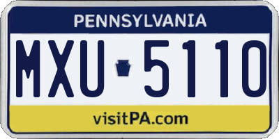 PA license plate MXU5110