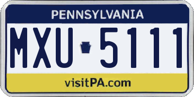 PA license plate MXU5111