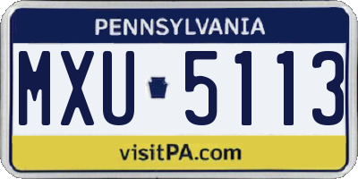 PA license plate MXU5113