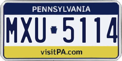 PA license plate MXU5114