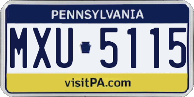 PA license plate MXU5115