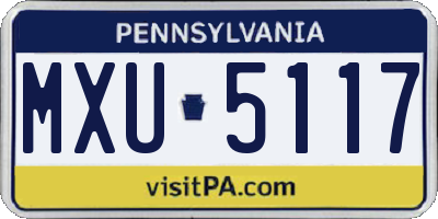 PA license plate MXU5117
