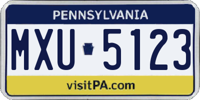 PA license plate MXU5123