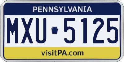 PA license plate MXU5125