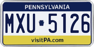 PA license plate MXU5126