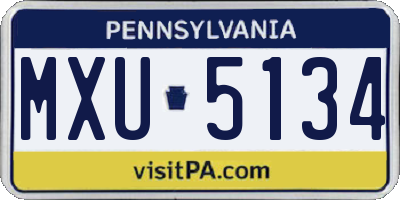 PA license plate MXU5134