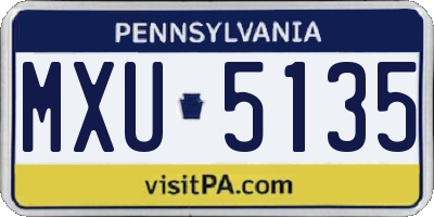 PA license plate MXU5135