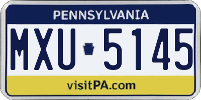 PA license plate MXU5145
