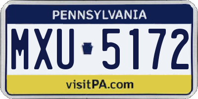 PA license plate MXU5172