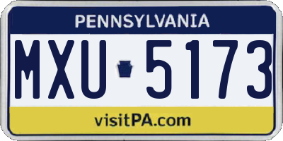 PA license plate MXU5173