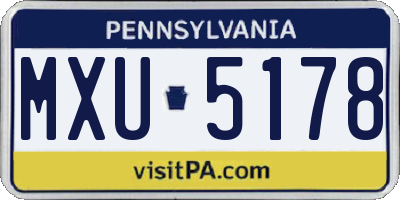 PA license plate MXU5178