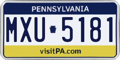 PA license plate MXU5181