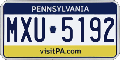 PA license plate MXU5192