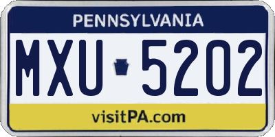 PA license plate MXU5202