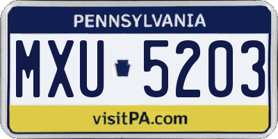 PA license plate MXU5203