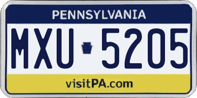 PA license plate MXU5205