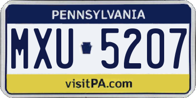 PA license plate MXU5207