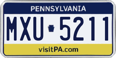 PA license plate MXU5211