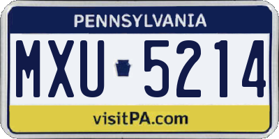 PA license plate MXU5214