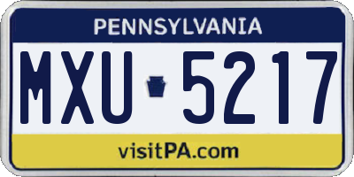 PA license plate MXU5217
