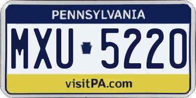 PA license plate MXU5220