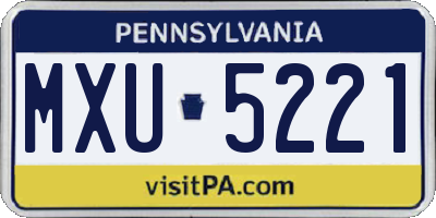 PA license plate MXU5221