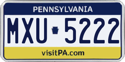 PA license plate MXU5222