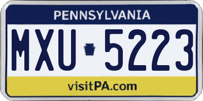 PA license plate MXU5223