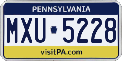 PA license plate MXU5228